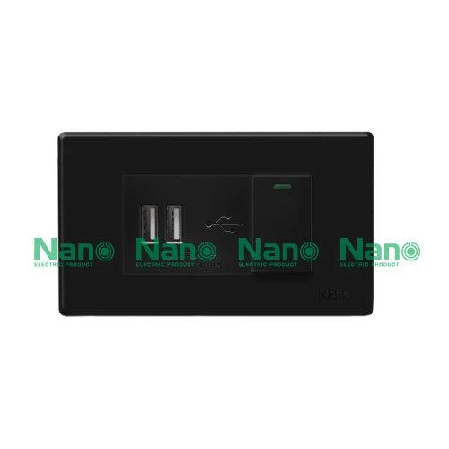 ชุดฝา3ช่อง1สวิตส์ 1เต้ารับUSBและบล็อกลอยขนาด 2*4นิ้ว สีดำ( 1 ชิ้น /18 ชิ้นต่อกล่อง )