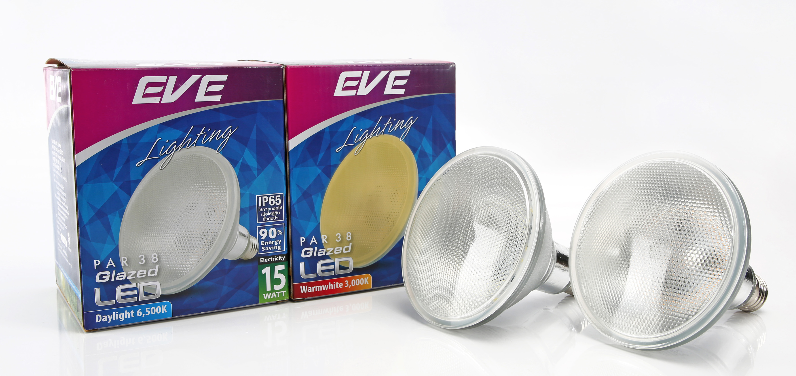 หลอดไฟสนามกันน้ำ Eve หลอดLED Par38 Glazed E27 ขนาด 15W เดย์ไลท์ วอร์มไวท์ EVE 15วัตต์ หลอดไฟสนาม หลอดส่องต้นไม้ ส่องภาพ เน้นแสงสว่าง