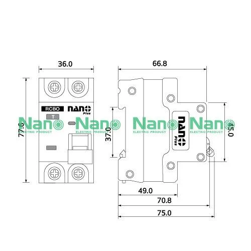 เซอร์กิตเบรกเกอร์กันดูด NANO PLUS 2Pole10kA 32A