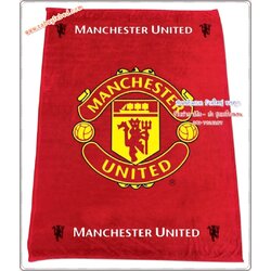 ผ้าห่มขนมิ้ง Coral Fleece คอรัลฟลีซ ขนาด 60*80 นิ้ว ผ้าห่มขนนุ่ม ลิขสิทธิ์แท้ 100% - MU - ลายสโมสร ฟุตบอล แมนยู ManU สีแดงสด สีสวย
