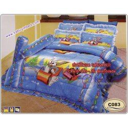 ผ้าปูที่นอน ชุดเครื่องนอน ซาติน Bugs Bunny C083 สีฟ้าสว่าง ๆ