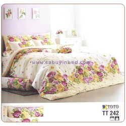 ชุดเครื่องนอน ผ้าปูที่นอนโตโต้ ดอกกุหลาบ พื้นสีครีม ลายสวย TT242