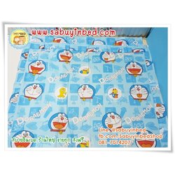 ผ้าม่านหน้าต่าง ชายเดี่ยว ลายการ์ตูน โดเรม่อน Doraemon สีฟ้าตลอดผืน - ผ้าม่านลายโดราเอม่อน กับ ของวิเศษ เยอะมาก