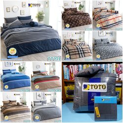 ผ้าปูที่นอนลายตาราง ลายเส้น ลายจุด ยี่ห้อ TOTO - ชุดเครื่องนอนโตโต้วงกลม เนื้อผ้าดี ไม่มีรอยต่อ ยางยืดรัดรอบที่นอน ปูที่นอนหนา 8-10 นิ้ว (คลิ๊ก เพื่อดูลายอื่น ๆ)