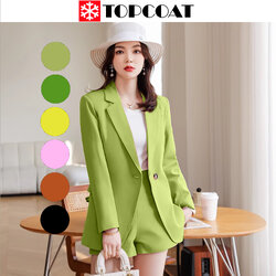 เสื้อสูทผู้หญิง สูทกระดุมเดียวไม่มีฝากระเป๋า สีดำ ส้ม เหลือง ชมพู เขียวเข้ม-อ่อน