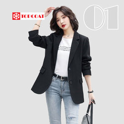 สูทเบลเซอร์ผู้หญิง ทรงเข้ารูป 2กระดุม สีพาสเทล ครีม ชมพู เขียว ดำ ขาว ครีมอ่อน น้ำตาล