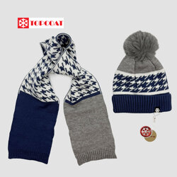 เซ็ทหมวก ผ้าพันคอกันหนาวสำหรับเด็ก ไหมพรมผสมวูล ผ้านิ่มใส่สบายลายชิโนริ
