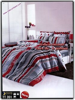 ผ้าปูที่นอนลายกราฟฟิก ผ้าปูที่นอนโทนสีแดง-ดำ - TT351 - ชุดเครื่องนอนโตโต้ลายกราฟฟิค ไม่มีรอยต่อ