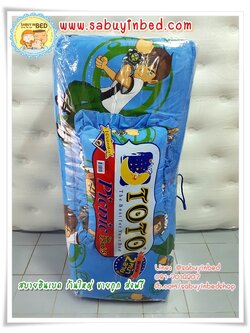 ที่นอนปิคนิคโตโต้ ลายการ์ตูน ขนาด 3.5 ฟุต TOTO - BT17 - Ben10 โทนสีน้ำเงิน เขียว - มีหมอนแถม 1 ใบ ที่นอนมีระบายชาย (คลิ๊กดูลายเต็ม ด้านใน)