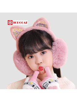 ที่ปิดหูกันหนาวบุขน ติดหูกระต่ายกากเพชร น้ำหนักเบา พกพาสะดวก