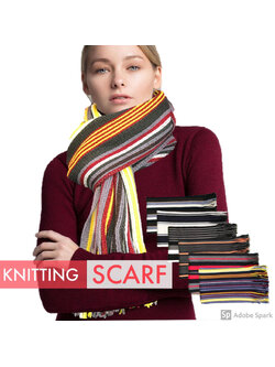 ผ้าพันคอไหมพรมลายเส้น UNISEX 7สี ฟรีไซส์