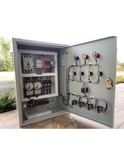 ตู้ควบคุมปั๊มน้ำ 10 Hp 3 เฟส 380v 2 ตัวสลับกันทำงาน ใช้ลูกลอยไฟฟ้า220v