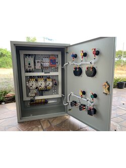 ตู้ควบคุมปั๊มน้ำระบบ 20 Hp 380 v ( star delta ) ทำงานร่วมกับระบบลูกลอยไฟฟ้า220V