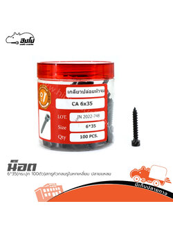 น็อต 6*35(กระปุก 100ตัว)สกรูหัวกลมรูในหกเหลี่ยม ปลายแหลม (ฉ9.1)
