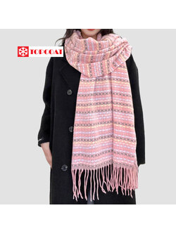 ผ้าพันคอกันหนาวสีสันสดใส สวดลายแบบตาราง หน้ำหนักเบา