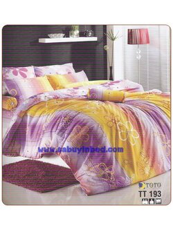 ชุดเครื่องนอน ผ้าปูที่นอนโตโต้ ลายดอก อมม่วง สดใส TT193