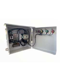 ตู้ควบคุมปั๊มน้ำ 2 HP 1เฟส 220 v ใช้กับลูกลอยไฟฟ้า 24Vdc ตู้พลาสติก