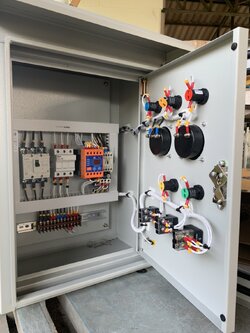 ตู้ควบคุมปั๊มน้ำ 5-7.5 Hp 3 เฟส 380v ใช้ลูกลอยไฟฟ้า มีเฟส *** ตู้เหล็กกันน้ำ ***