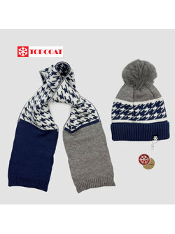 เซ็ทหมวก ผ้าพันคอกันหนาวสำหรับเด็ก ไหมพรมผสมวูล ผ้านิ่มใส่สบายลายชิโนริ