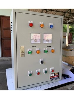 ตู้ควบคุมปั๊มน้ำ 1-3 Hp 3 เฟส 380v 2 ตัวสลับกันทำงาน ใช้ลูกลอยไฟฟ้า220v