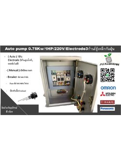 ตู้ควบคุมปั๊มน้ำ1 Hp 220v ทำงานร่วมกับ Floatless level switch ( อิเล็กโทรด 3 ก้าน )