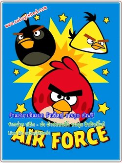 ผ้าห่มขนมิ้ง Coral Fleece คอรัลฟลีซ ขนาด 60*80 นิ้ว ผ้าห่มขนนุ่ม ลิขสิทธิ์แท้ 100% - พื้นสีฟ้า - ผ้าห่มแองกี้เบิร์ด Angry Bird ตัวโตเต็มผืน สีสด