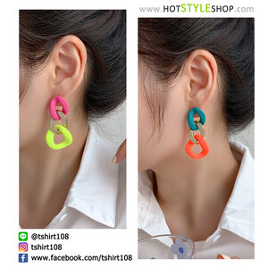 ต่างหูทรีโทนสีนีออน