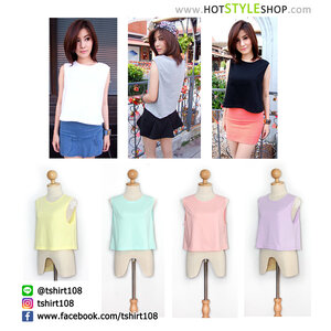 เสื้อครอปแขนกุด เสื้อแขนกุดเอวลอย