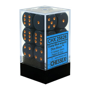 [ลูกเต๋า] Chessex: Opaque Dusty Blue/Copper 16mm D6 (12 Dice)