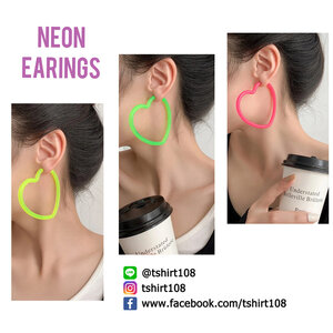 ต่างหูสีนีออน ทรงหัวใจ