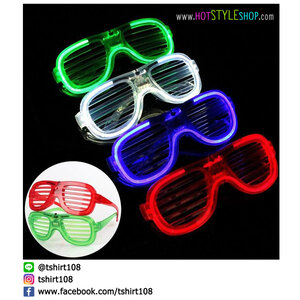 แว่นปาร์ตี้เรืองแสง LED มีไฟและถ่านในตัว