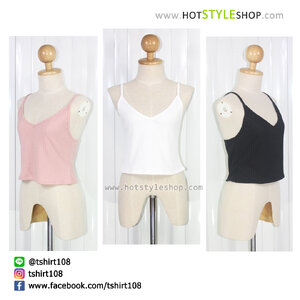 เสื้อครอปสายเดี่ยวคอวี (ขายส่ง 75 บาท)