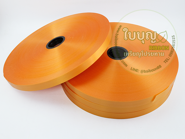 ริบบิ้นตราดอกไม้ เบอร์ 3 เนื้อทราย ม้วนใหญ่