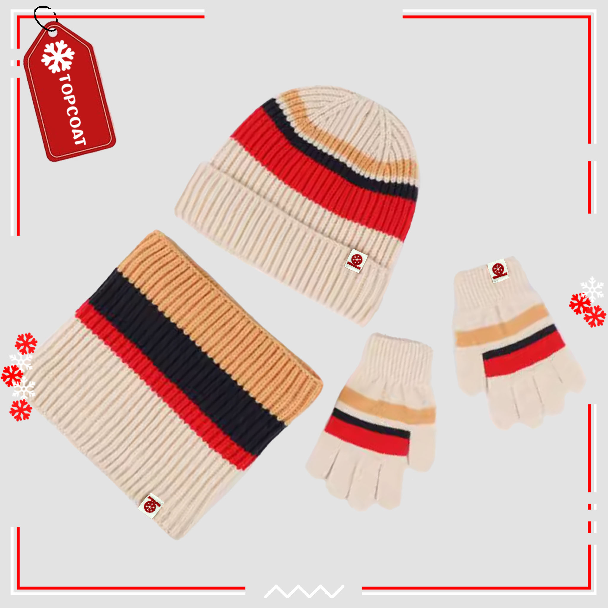 เซ็ทถุงมือ หมวกและผ้าพันคอแบบสวมสำหรับเด็ก