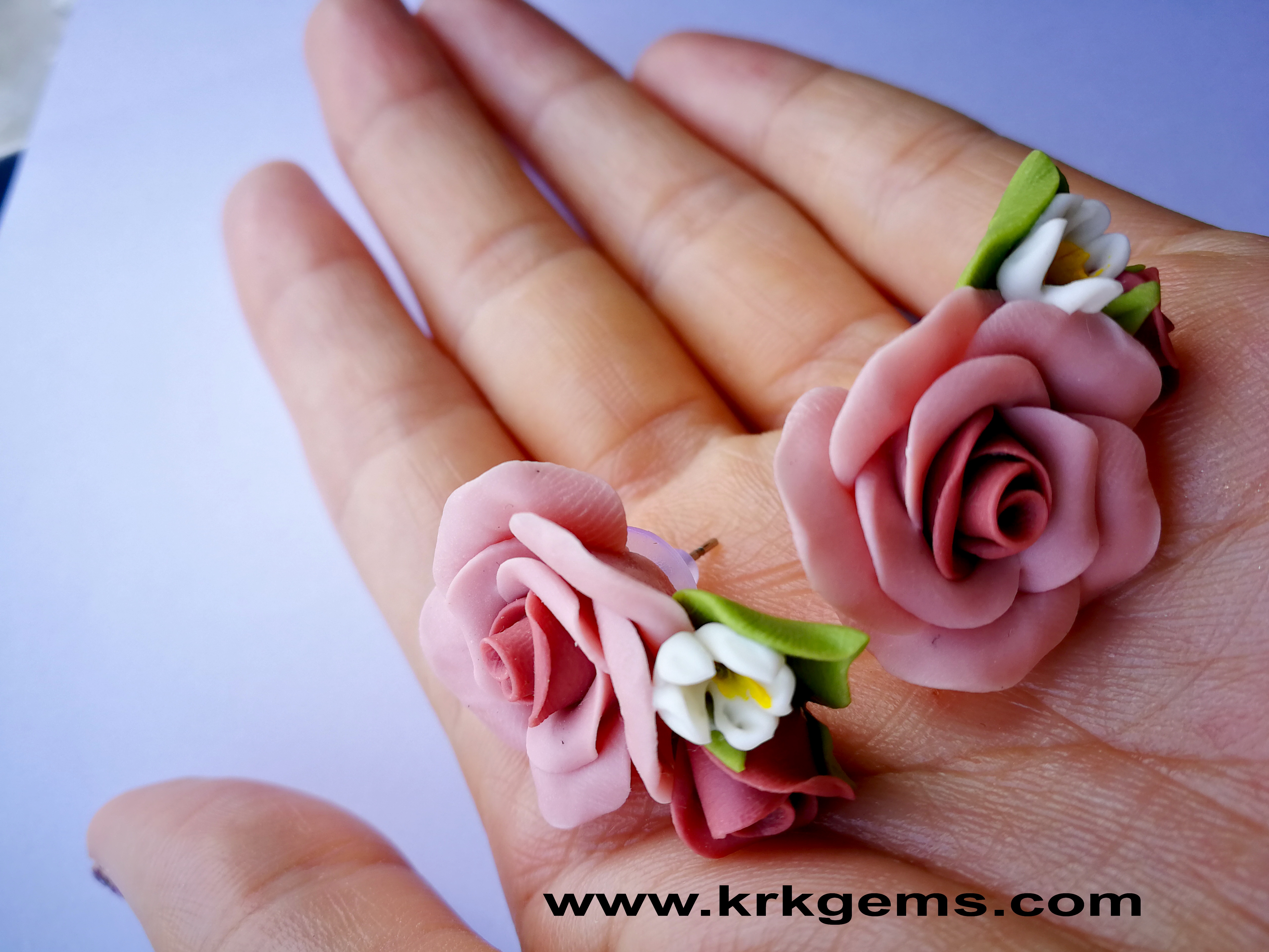 PASTEL PINKROSE HANDMADE CLAY EARRING