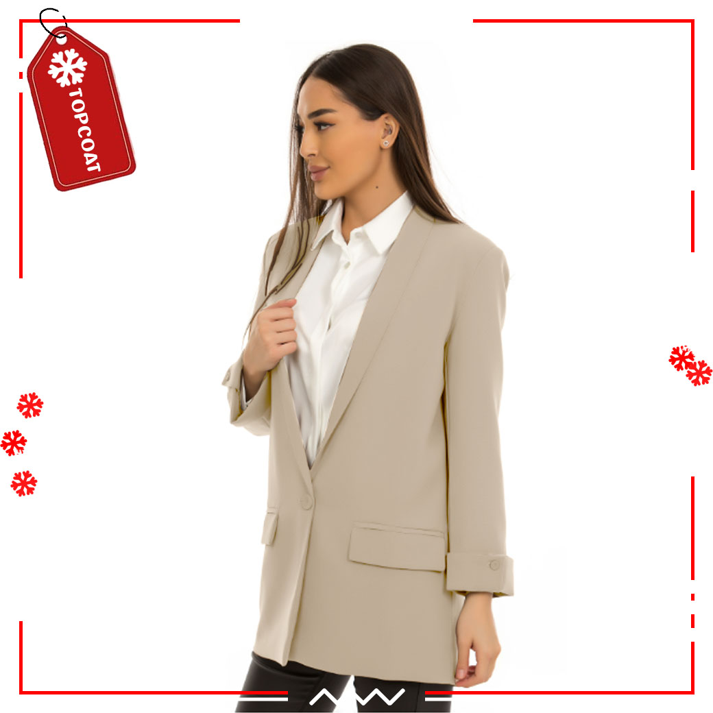 เสื้อสูทเบลเซอร์ ตัวยาว ดีไซน์ปกทรงกล้วยหอม แขน 5 ส่วน ครีม น้ำตาล ดำ