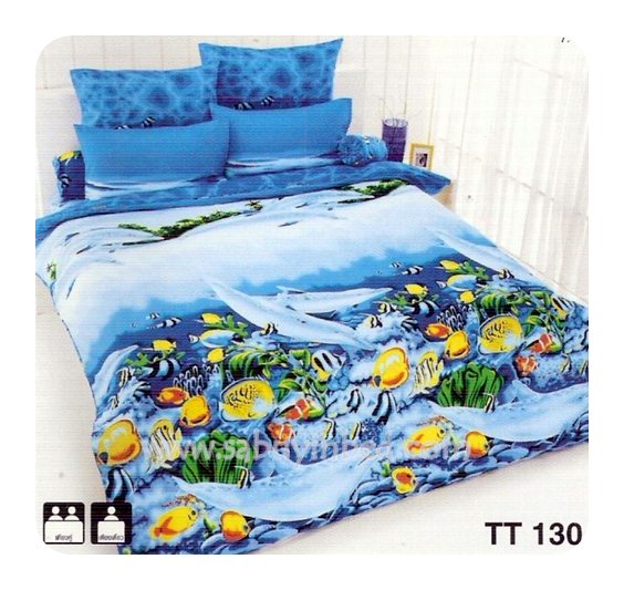 ชุดเครื่องนอน ผ้าปูที่นอนโตโต้ ลายทะเล สีฟ้า สวย TT130