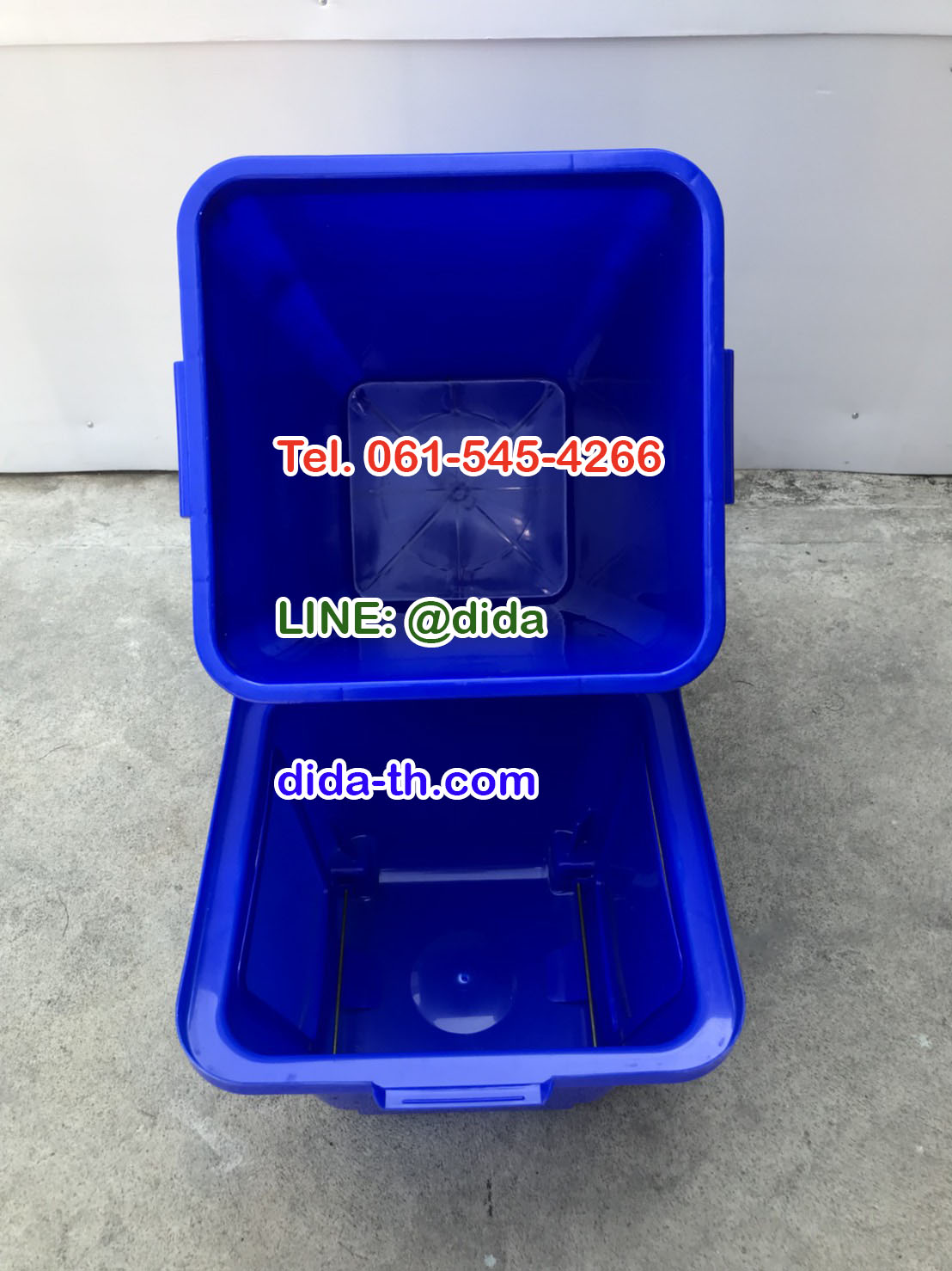 ถังขยะทรงเหลี่ยม 120 ลิตร พร้อมฝาครอบทรงสูง