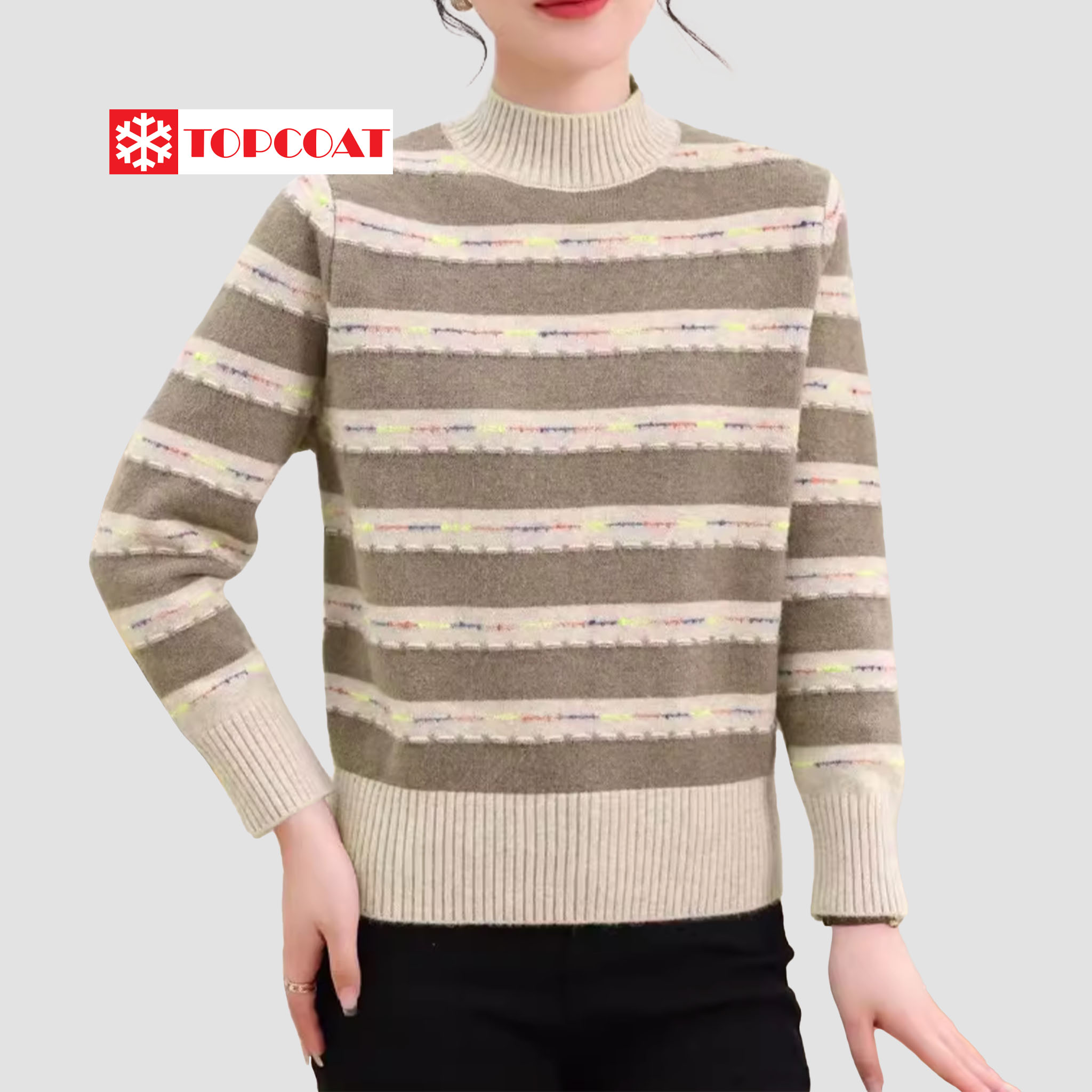 เสื้อคอปีนแถบลาย ผ้านิ่ม อบอุ่น ใส่สบาย จั้มเเจน จั้มเอว ใส่ได้หลายโอกาส