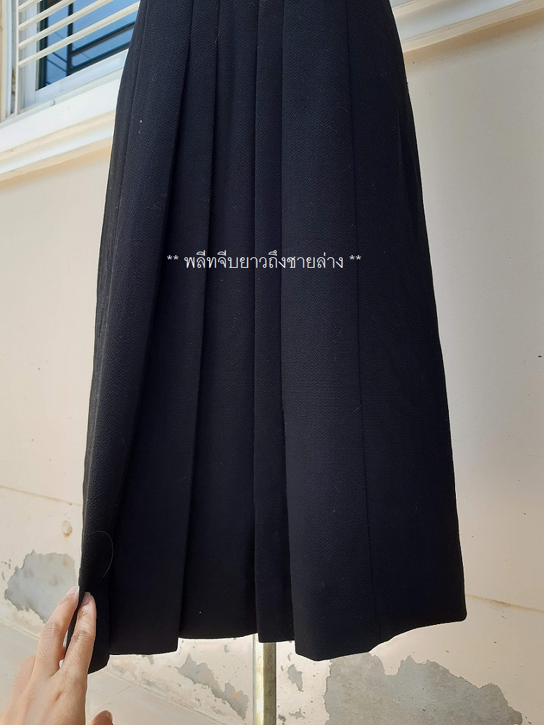 เดรสวินเทจสีดำกระโปรงจีบพลีท (Vintage dress)