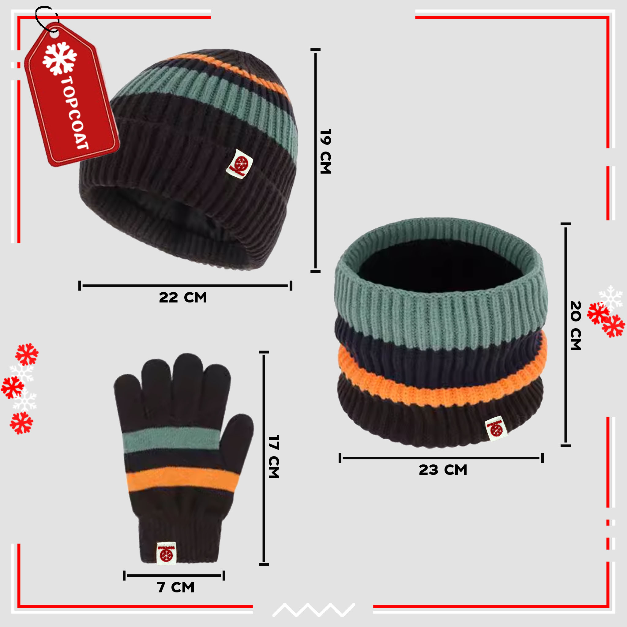 เซ็ทถุงมือ หมวกและผ้าพันคอแบบสวมสำหรับเด็ก