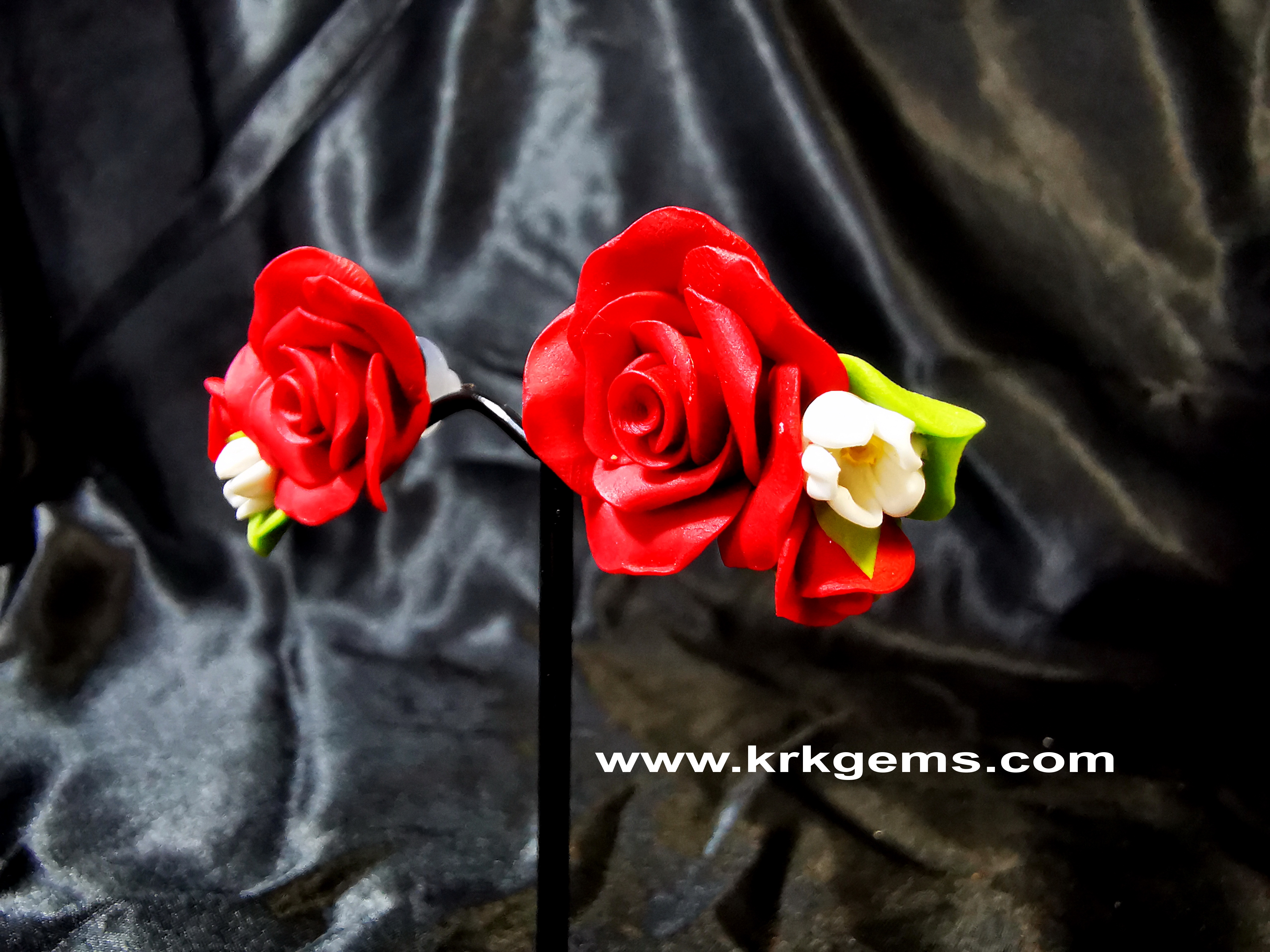 RED ROSE HANDMADE CLAY EARRING