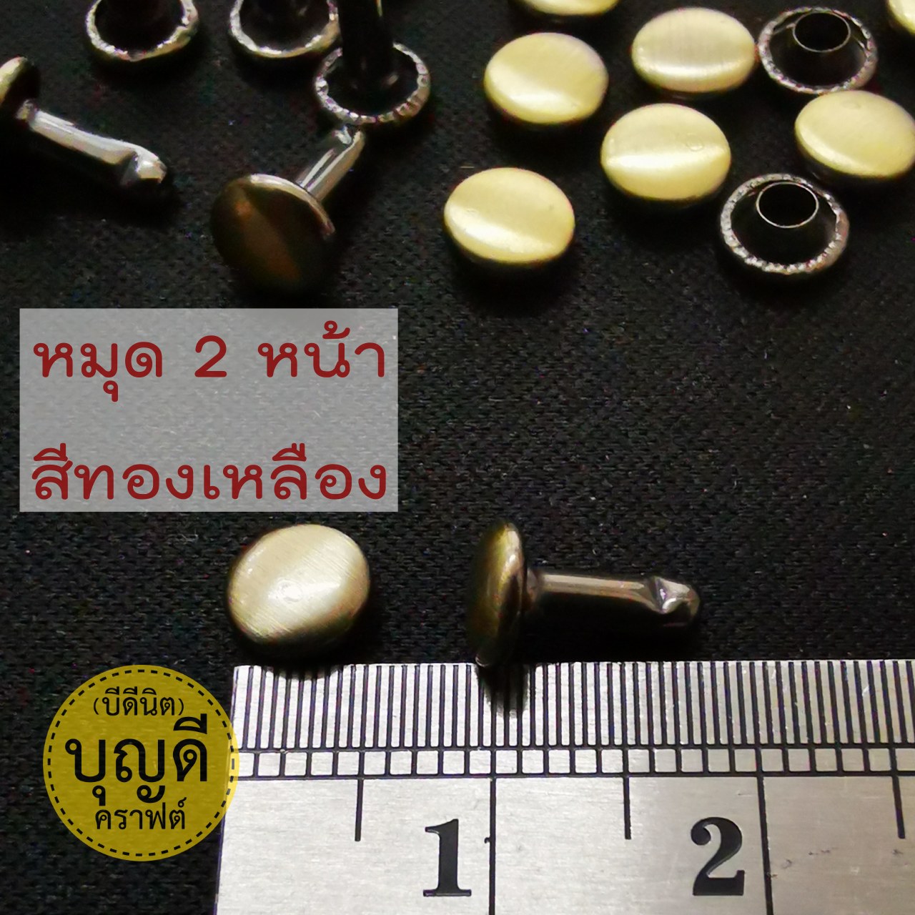 2หน้า 6*8*6 สีทองเหลือง100ชุด(หน้าหมุดสองหน้า 6มม ขาหมุด8มม)