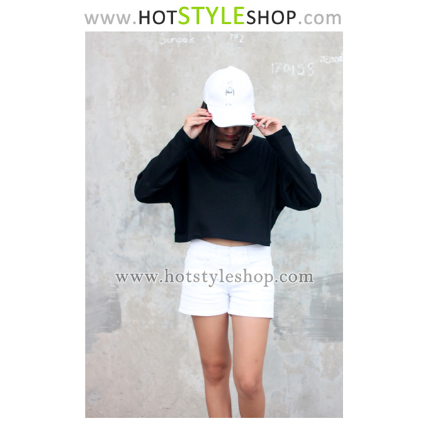 เสื้อครอปแขนยาว เสื้อแขนยาวเอวลอย (ขายส่ง 90 บาท)
