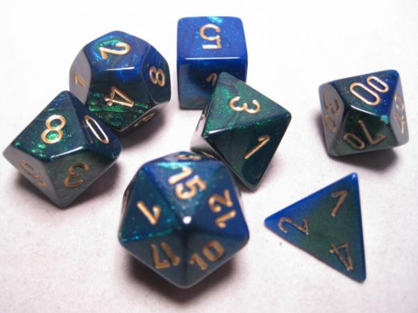 [ลูกเต๋า] Chessex: 7 Die Polyhedral Gemini Blue Green Gold