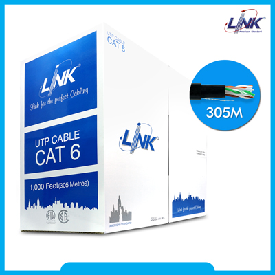 Link สายแลน สีดำ CAT6 ภายนอกยาว 100เมตร รุ่น US-9106OUT Outdoor Ultra UTP Cable PE (Double Jacket), Bandwidth