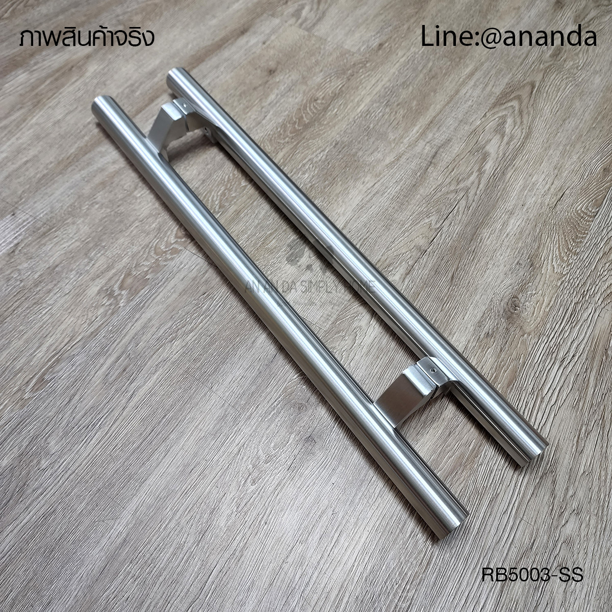 มือจับประตูสแตนเลสเกรด 304แท้ ทรงกลม ขาเบี่ยงหลบล๊อคกุญแจ รุ่นRB5003-SS