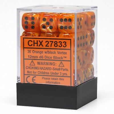 [ลูกเต๋า] Chessex: CHX27833 Vortex Orange/Black 12mm D6 Dice