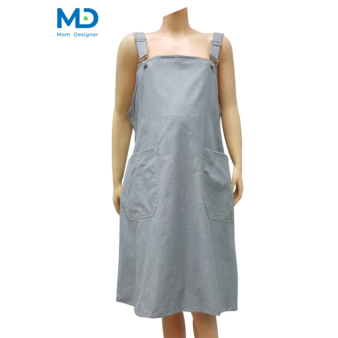 010GR ชุดเอี๊ยมคลุมท้อง แบบขอเกี่ยวสายปรับ สีเทา