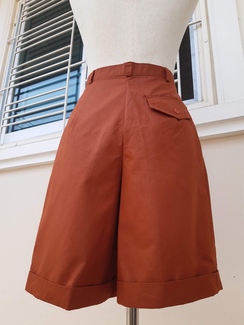 กางเกงคูลอตวินเทจ สีส้มชาเย็น พับขา (Vintage Shorts)